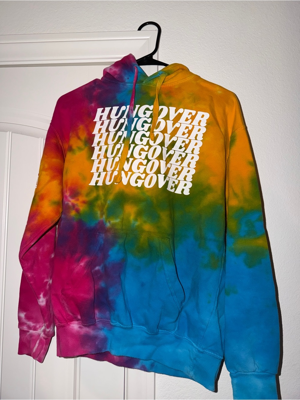 Tie-Dye 'HUNGOVER' Graphic Hoodie - Multicolor